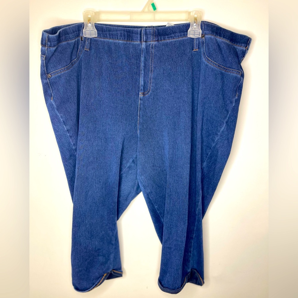 NWOT TERRA SKY PULL ON CAPRIS SIZE 3X BLUE JEAN JEGGING